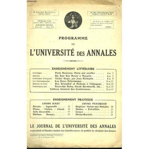 Programme De L'université Des Annales. 8ème Année Scolaire on Productcaster.