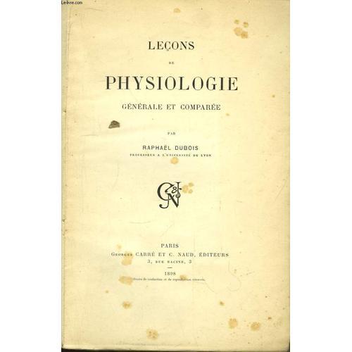 Leçons De Physiologie Générale Et Comparée on Productcaster.