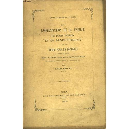 De L'organisation De La Famille En Droit Romain Et En Droit Français on Productcaster.