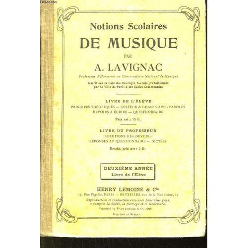 Notions De Musique. 2ème Année, Livre De L'élève on Productcaster.