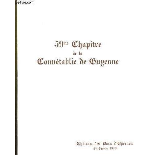 59 Ème Chapitre De La Connétablie De Guyenne. Menu Du 24 Janvier 1959 on Productcaster.