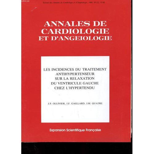 Extrait Des Annales De Cardiologie Et D'angeiologie - Les Incidence... on Productcaster.