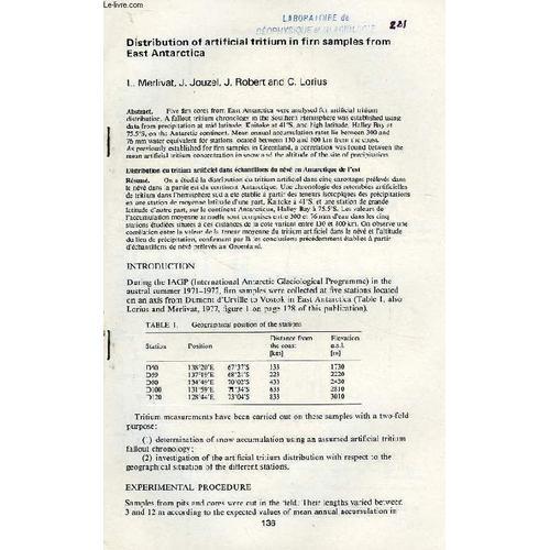 Distribution Of Artificial Tritium In Firn Samples From East Antarc... on Productcaster.