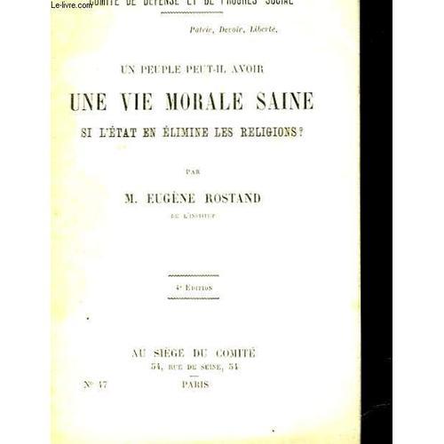 Un Peuple Peut-Il Avoir - Une Vie Morale Saine Si L'etat En Elimine... on Productcaster.
