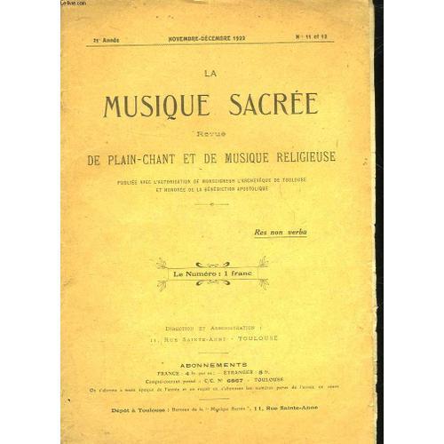 La Musique Sacre - Revue De Plain-Chant Et De Musique Religieuse - ... on Productcaster.