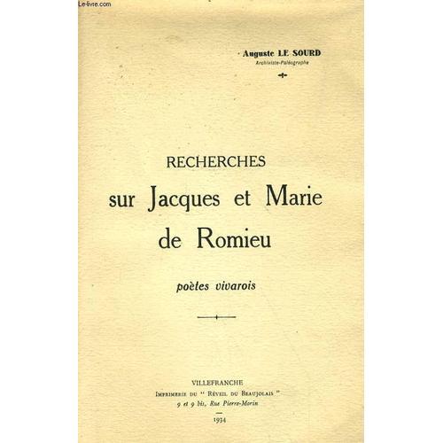 Recherches Sur Jacques Et Marie De Romieu - Poetes Vivarois on Productcaster.