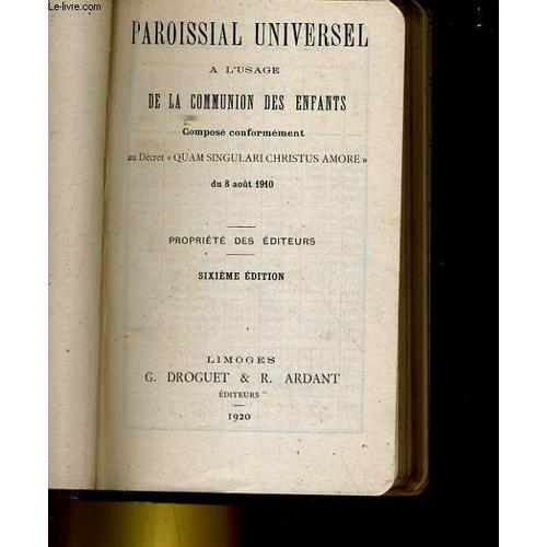 Paroissial Universel A L'usage De La Communion Des Enfants on Productcaster.