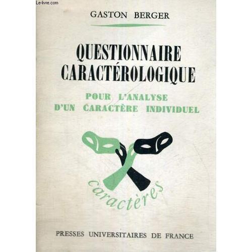 Questionnaire Caracterologique Pour L'analyse D'un Caractere Indivi... on Productcaster.