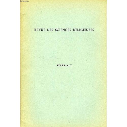 Revue Des Sciences Religieuses, Extrait, Chronique De Theologie Bib... on Productcaster.