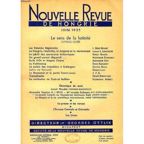 Nouvelle Revue De Hongrie, Tome Liii, 1re Livraison, Juin 1935, Le ... on Productcaster.