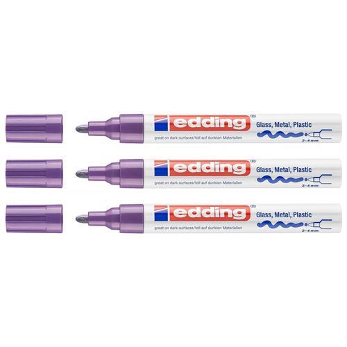 Edding Lot De 3 Marqueurs Peinture Brillante 750 Violet Pointe Rond... on Productcaster.