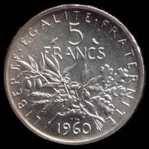 Piece 5 Francs En Argent - Semeuse - 1960 on Productcaster.