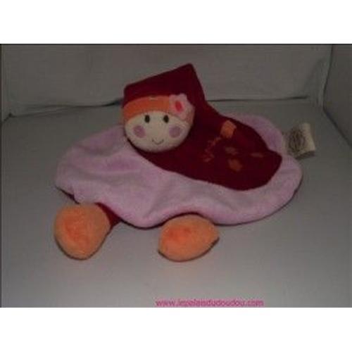 Doudou Peluche Poupée Une Reve De Bébé Plat Rose Rouge Avec Jambes on Productcaster.