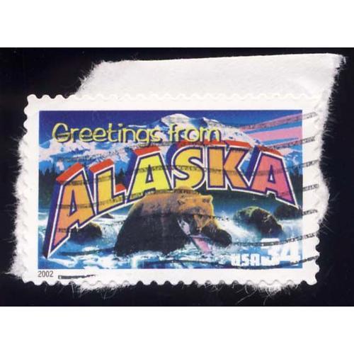 Timbre U S A, Greetings From Alaska, 34 Cents, Oblitéré on Productcaster.