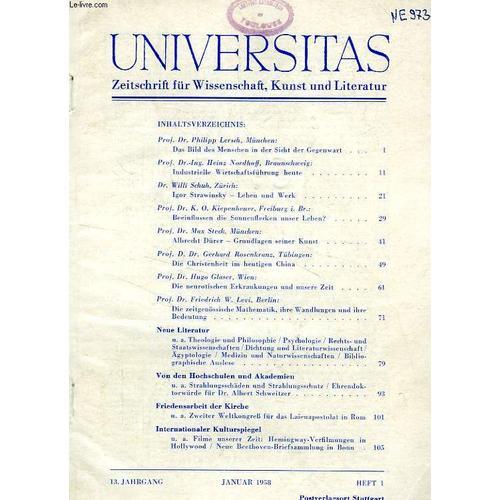 Universitas, 13. Jahrgang, Heft 1, Jan. 1958, Zeitschrift Fur Wisse... on Productcaster.