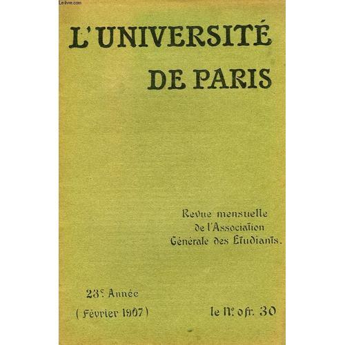 L'universite De Paris, 23e Annee, Fev. 1907 on Productcaster.