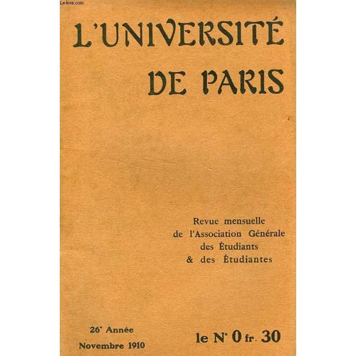 L'universite De Paris, 26e Annee, Nov. 1910 on Productcaster.