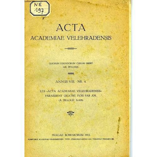 Acta Academiae Velehradensis, Annus Viii, N° 4 on Productcaster.