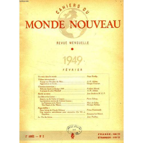 Cahiers Du Monde Nouveau, 5e Annee, N° 2, Fev. 1949 on Productcaster.