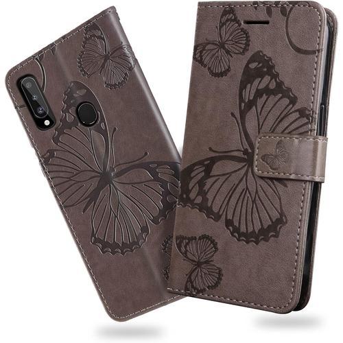 Coque Pour Galaxy A20s, Papillon Imprim¿¿ Housse En Cuir Pu Magn¿¿T... on Productcaster.