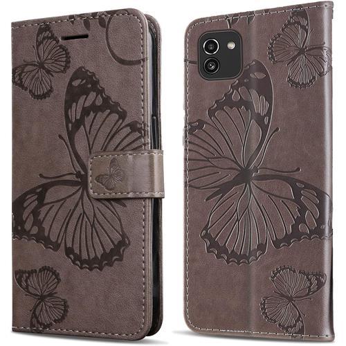 Coque Pour Galaxy A03, Papillon Imprim¿¿ Housse En Cuir Pu Magn¿¿Ti... on Productcaster.