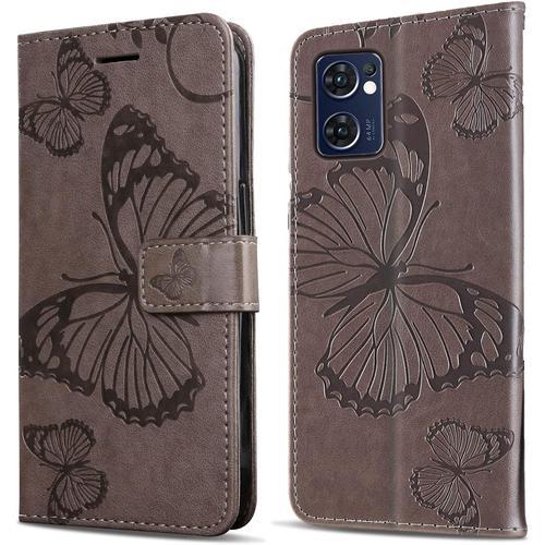 Coque Pour Oppo Find X5 Lite 5g, Papillon Imprim¿¿ Housse En Cuir P... on Productcaster.