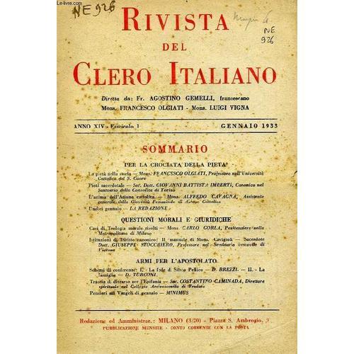 Rivista Del Clero Italiano, Anno Xiv, Fasc. 1, Gennaio 1933 on Productcaster.