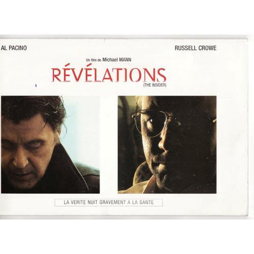 Révélations (The Insider) Dossier Presse De Michael Mann Avec Al Pa... on Productcaster.