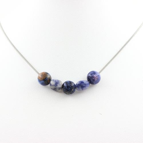 Collier Perles Jaspe Bleu D'afrique Du Sud + Jaspe Bleu 8 Mm Chaine... on Productcaster.