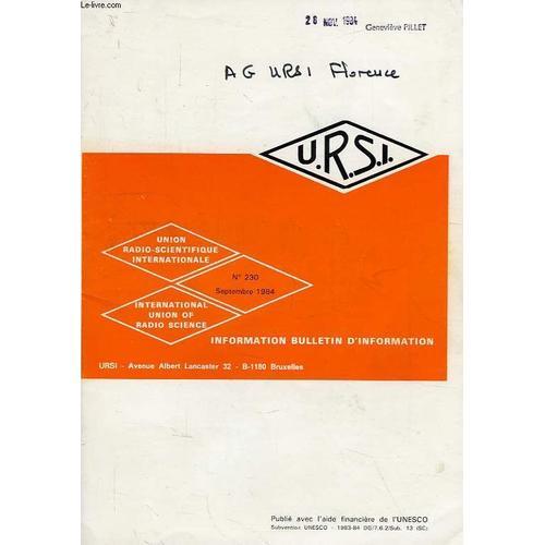 Ursi, Information Bulletin, N° 230, Sept. 1984 on Productcaster.