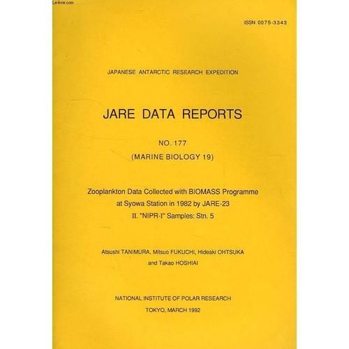 Jare Data Reports, N° 177, Marine Biology 19, Zooplankton Data Coll... on Productcaster.