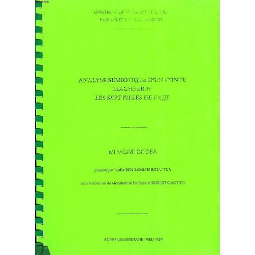 Analyse Semiotique D'un Conte Maghrebin 'les Sept Filles De Hajji' ... on Productcaster.