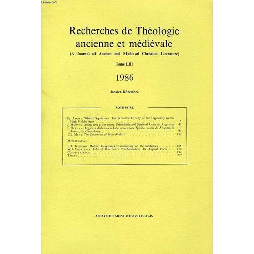 Recherches De Theologie Ancienne Et Medievale (A Journal Of Ancient... on Productcaster.