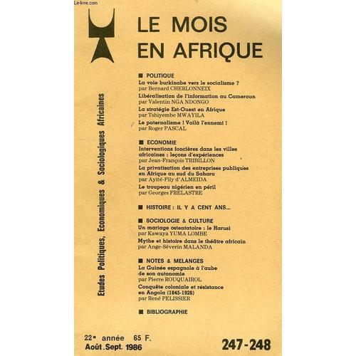 Le Mois En Afrique, 22e Annee, N° 247-248, Aout-Sept. 1986 on Productcaster.