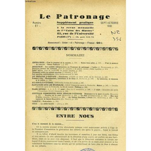 Le Patronage, N° 27, Sept.-Oct. 1931, Supplement Pratique A La Revu... on Productcaster.