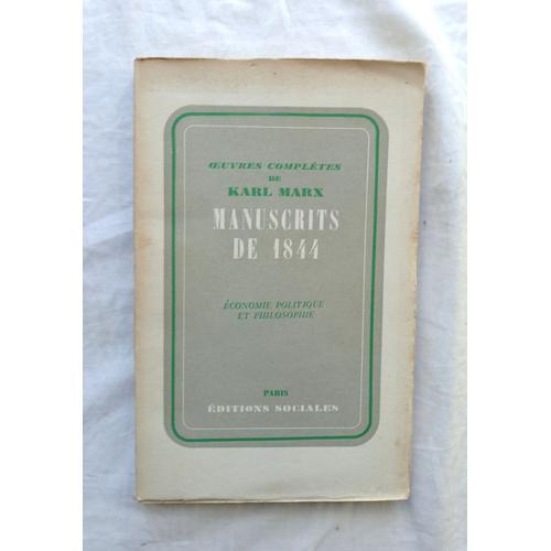 Karl Marx, Manuscrits De 1844, Économie, Politique Et Philosophie, ... on Productcaster.