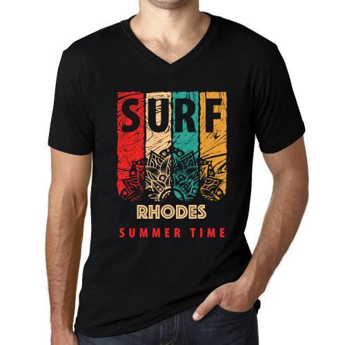 Homme Tee-Shirt Col V Surf D'été À Rhodes - Summer Time Surf In Rho... on Productcaster.