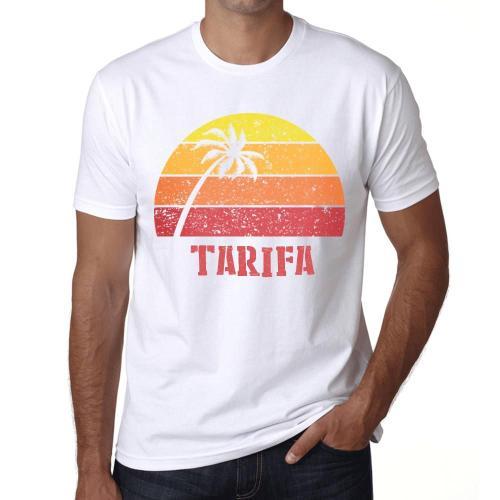 Homme Tee-Shirt Palmier Plage Coucher De Soleil À Tarifa - Palm, Be... on Productcaster.