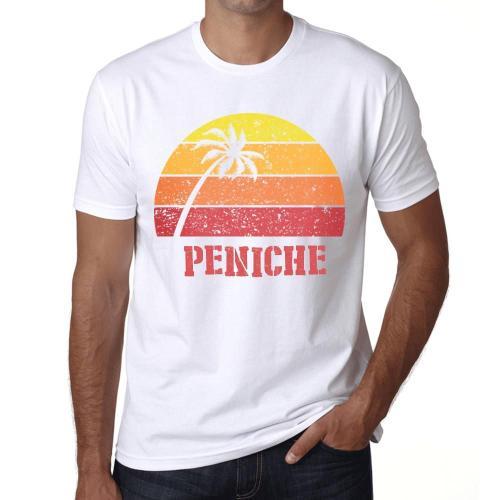 Homme Tee-Shirt Palmier Plage Coucher De Soleil À Peniche - Palm, B... on Productcaster.