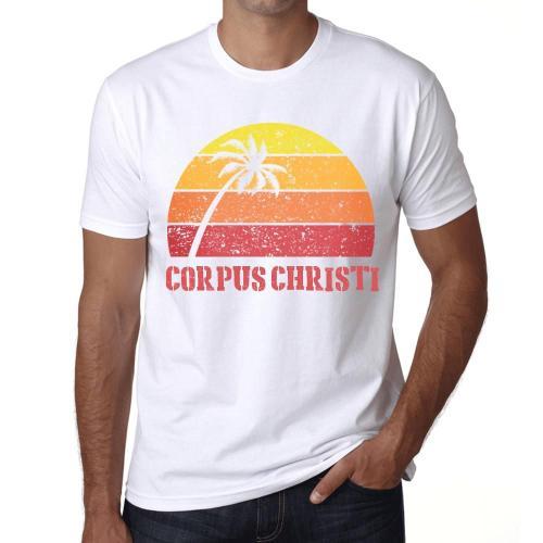 Homme Tee-Shirt Palmier Plage Coucher De Soleil À Corpus Christi - ... on Productcaster.