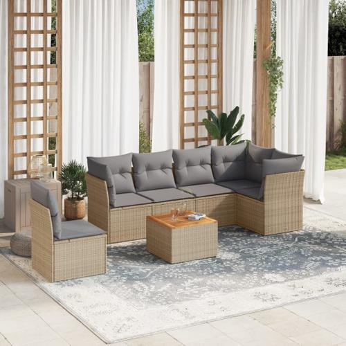 Vidaxl Salon De Jardin Avec Coussins 7pcs Mélange Beige Résine Tres... on Productcaster.