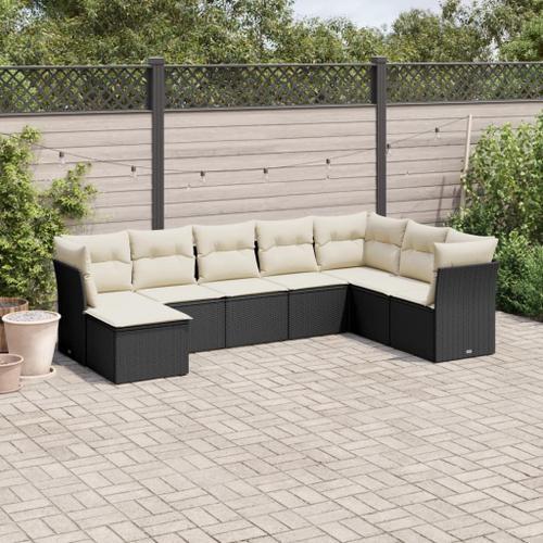 Vidaxl Salon De Jardin 8 Pcs Avec Coussins Noir Résine Tressée on Productcaster.