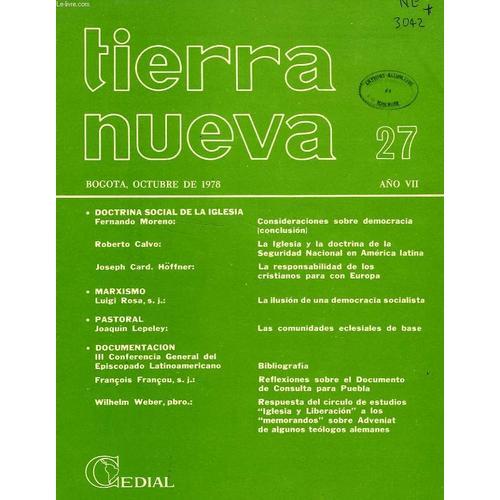 Tierra Nueva, Año Vii, N° 27, Oct. 1978, Estudios Socio-Teologicos ... on Productcaster.