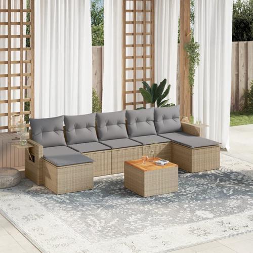 Vidaxl Salon De Jardin Avec Coussins 8 Pcs Beige Résine Tressée on Productcaster.