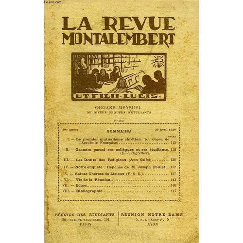 Revue Montalembert, 19e Annee, N° 152, Avril 1926, Organe Mensuel D... on Productcaster.