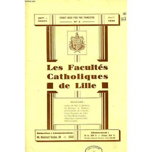 Les Facultes Catholiques De Lille, 29e Annee, N° 5, Avril 1939 on Productcaster.