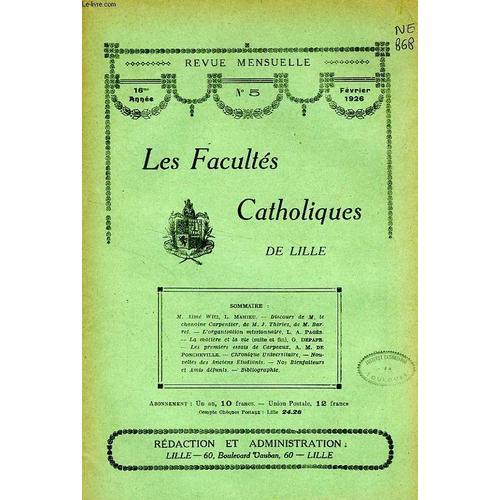 Les Facultes Catholiques De Lille, 16e Annee, N° 5, Fev. 1926 on Productcaster.