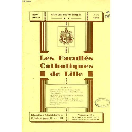 Les Facultes Catholiques De Lille, 28e Annee, N° 4, Mars 1938 on Productcaster.