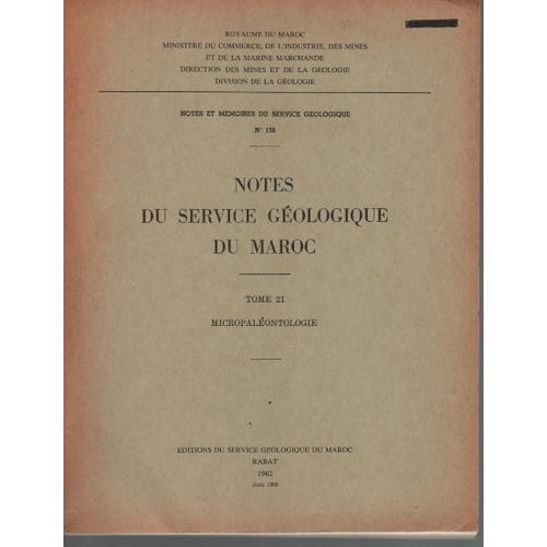 Notes Du Service Geologique Du Maroc T.21 Micropaleontologie/Notes ... on Productcaster.