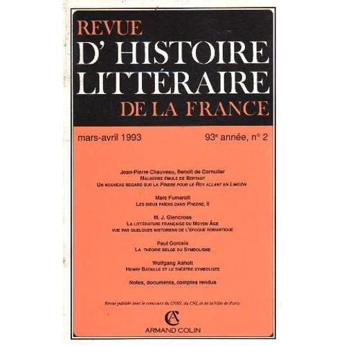 Histoire Littéraire De La France 93e Année Mars Avril 1993 on Productcaster.